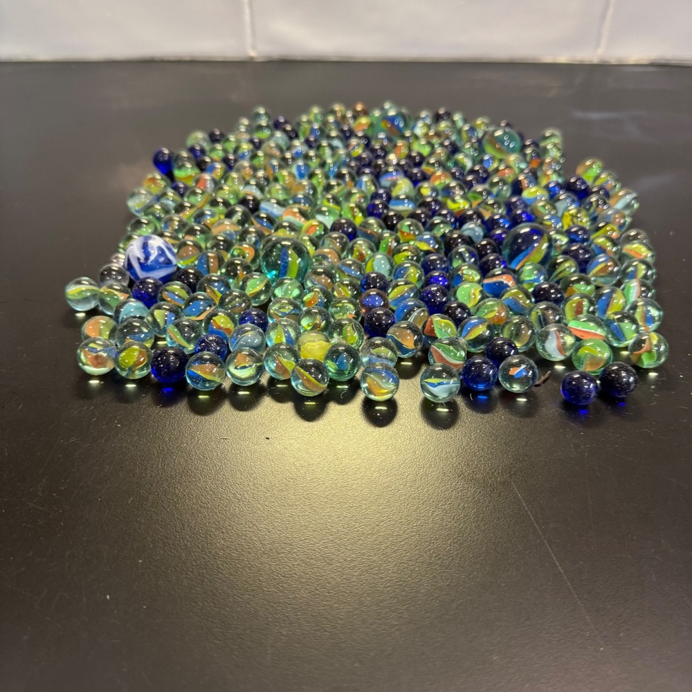 Glass Marbles Bulk Lot Multicolor Cats Eye Swirl Decorative Toy estate sale find